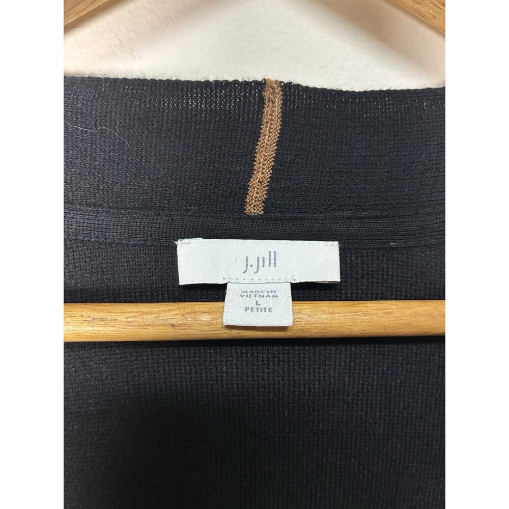 J Jill Cardigan Women Large Petite Brown Black  Colorblock Longline Open Front - Picture 4 of 9